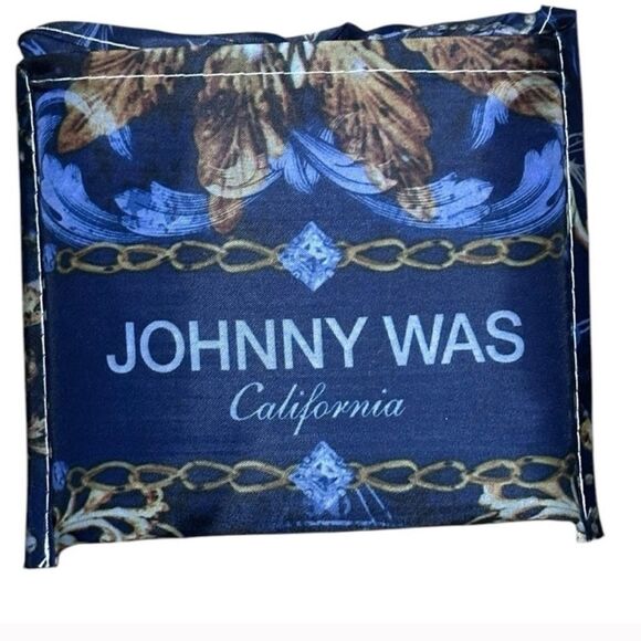 Johnny Was packable reusable California Dreaming Blue Lightweight nylon tote bag - Picture 2 of 4